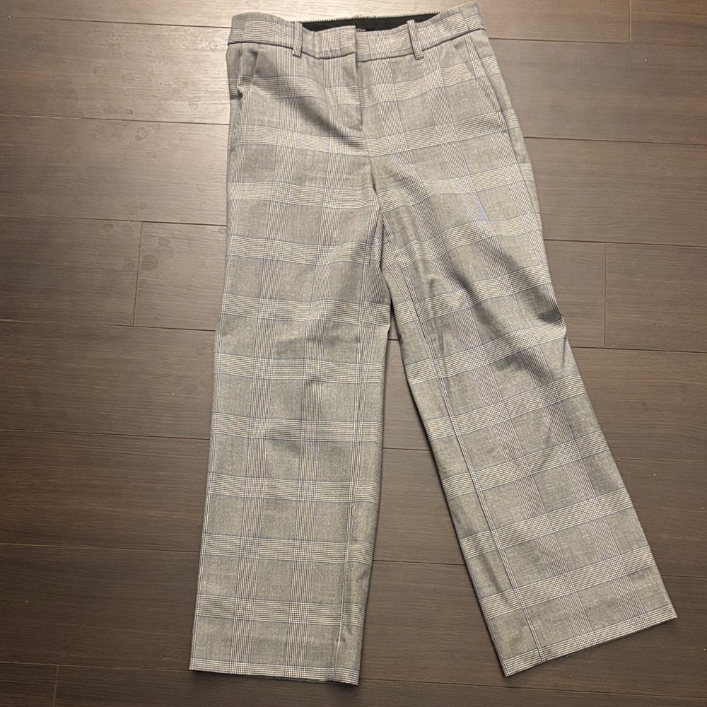Jcrew Gray glen Plaid cropped Pants size 0 - Picture 2 of 6